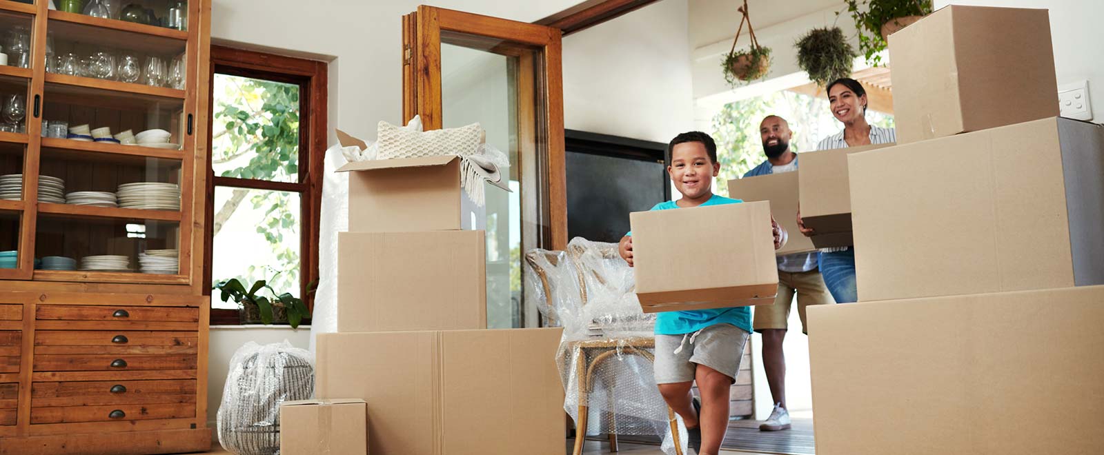 A family moving into a new home